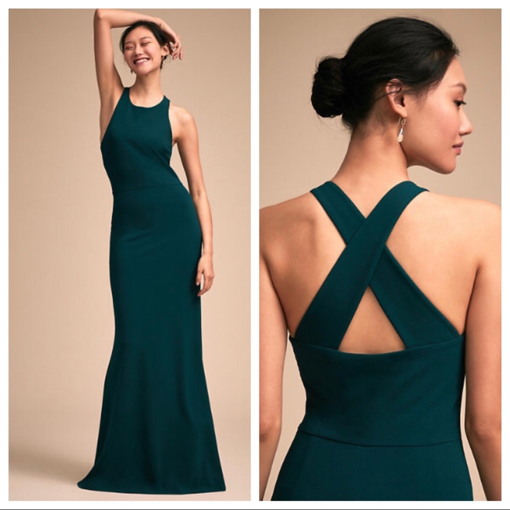 NEW BHLDN Klara Maxi Dress Size 8 Green Crepe